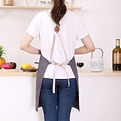 preiswerte Schürze-Wasserdichte Kochschürze für Damen und Herren, Küchen-Kochschürze, personalisierte Gartenschürze mit Tasche, Arbeitsschürze aus Baumwoll-Canvas, überkreuzter Rücken, strapazierfähig, verstellbar