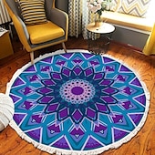 preiswerte Wohn- und Schlafzimmerteppiche-Runder Teppich mit Mandala-Quaste im Ethno-Stil, Wohnzimmer, Schlafzimmer, Couchtisch, Bodenmatte