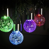 preiswerte Landschaftslichter-Weihnachts-Solarleuchten für den Außenbereich aus gesprungenem Glas, Solar-Gartenleuchten, wasserdichte LED-Hängekugelleuchten für Weihnachtsdekoration im Außenbereich, Garten und Terrasse