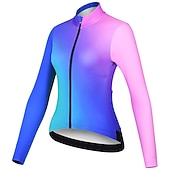 abordables Maillots de mujer-Mujer Maillot de Ciclismo Degradado Manga Larga Bicicleta Maillot Camiseta con 3 bolsillos traseros MTB Bicicleta Montaña Ciclismo Carretera Secado rápido Bandas Reflectantes Bolsillo trasero