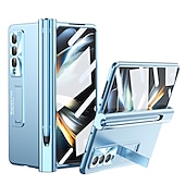 Χαμηλού Κόστους Samsung Θήκη-τηλέφωνο tok Για Samsung Galaxy Z Fold 5 Z Fold 4 Z Fold 3 Πίσω Κάλυμμα Προστατευτικό φακού κάμερας Σταντ ποδηλάτου με στυλό S Μονόχρωμο Ψημένο γυαλί PC Μεταλλικό