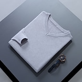 abordables Pull col rond-Homme Pull Chandail Pull en laine Pullover A côtes Tricoter Découpé Tricoté Couleur unie Col V Garder au chaud Moderne contemporain Travail Usage quotidien Vêtement Tenue Automne hiver Chameau Vin S