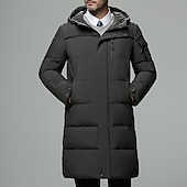 preiswerte Daunenjacken &amp; Parkas für Herren-Herren Wintermantel Daunenjacke puffer jacket Strickjacke Lang Freizeitskleidung Urlaub Gehen Lässig / Alltäglich Winter Solide / einfarbig Schwarz Grün Grau Pufferjacke