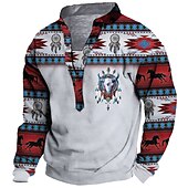 abordables Sweats 3D homme-Homme Tribal Imprimés Photos Sweat shirt Sweat manche longue Sweat-shirt Col Mao Vêtement de rue Design Décontractées 3D effet Casual du quotidien Des sports Imprimer Printemps &amp; Automne