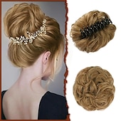 halpa Nutturat-sofeiyan claw klipsi sotkuinen nuttura hiuspala aaltoileva kihara hius nuttura klipsi kynsissä chignon poninhäntä hiuslisäkkeet synteettiset rypytetty updo hiuspidennykset scrunchie hiuslisäke