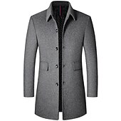 preiswerte Herren-Blazer &amp; -Anzüge-Herren Wintermantel Wollmantel Mantel Urlaub Geschäft Winter Wolle warm Draussen Oberbekleidung Bekleidung Modisch Warm-Ups Einfarbig Tasche Kargen Einreihiger Verschluss