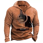 voordelige 3D-sweatshirts voor heren-muziekfestival Voor heren Grafische prints Gitaar Muziekinstrument Sweatshirt met rits Stoppen Sweatshirt met kwartrits Lange mouw Trui Halve rits Ontwerper Basic Casual 3D-afdrukken Dagelijks Sport
