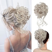 abordables Chignons-chignon désordonné morceau de cheveux chouchou ébouriffé extensions de cheveux chignon chignon bouclé ondulé queue de cheval synthétique chignon pour femmes filles