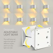 cheap Outdoor Wall Lights-Outdoor/Indoor LED Wall Light 12W Double Light Source Waterproof Adjustable Luminous Angle Warm White/White Light Two-color Wall Lamp AC85-265V