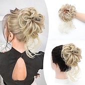abordables Chignons-chignon ébouriffé chignon désordonné extensions de chignon avec élastique élastique queue de cheval chouchous pour femme (mélange brun blond clair)