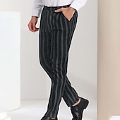 cheap Chinos-Men&#039;s Trousers Chinos Jogger Pants Pocket Straight Leg Stripe Comfort Daily Holiday Going out Fashion Classic Black Blue Micro-elastic