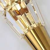 economico Luci da parete-Applique Da Parete A Led Cristallo Diamante Design, Applique Da Parete Finitura Ottone Lampada Da Comodino A Forma Di Fiaccola Lampada Da Parete Per Camera Da Letto Moderna Applique Da Parete In