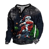 abordables Tenue de Père Noël-Homme père Noël Imprimés Photos Sweat-shirt Sweat shirt Sweat manche longue Sweat-shirt Col Henley Vêtement de rue Design basique 3D effet Noël Casual du quotidien Imprimer Printemps &amp; Automne