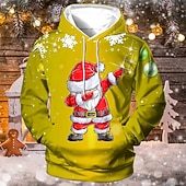 billiga Jultomtens outfit-jul jultomten för män 3d huvtröjor unisex tröja gul röd kungsblå blå grön huva jultomten grafiska tryck print dagliga sport 3d print designer ledig stor och lång vår &amp;amp;  falla