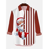 abordables Tenue de Père Noël-chemises imprimées père noël pour hommes chemises père noël imprimés graphiques rabattu blanc / noir vert vert clair noir / rouge rouge impression 3D rue manches longues boutonnée vêtements imprimés