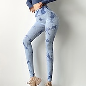 olcso Jóga leggings és harisnyanadrág-Női Jóga nadrág Alakformáló Varrás nélküli Hasformáló Alakformáló Magas derék Jóga Fitnesz Edzőterem edzés Harisnyanadrág Leggingek Alsók Batikolt Sárga Rózsaszín Kék Spandex Ősz Tél Sport