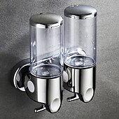 お買い得  ソープディスペンサー-ソープ ディスペンサー 壁掛け バスルーム シャワー ポンプ ディスペンサー シャワー ジェル シャンプー ソープ ホワイト (2*500ml)