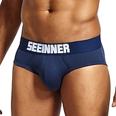 preiswerte Herrenunterwäsche &amp; -socken-Herren 1 Packung Grundlegendes Höschen Slip Bedruckt Baumwolle Antibakteriell Auslaufsicher Buchstabe Mittlere Taillenlinie Schwarz Weiß