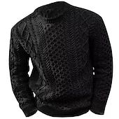 abordables Pull col rond-Homme Pull Chandail Robe pull Pull Pull en tricot A côtes torsadé Tricoter Découpé Tricoté Col Ras du Cou Moderne contemporain Usage quotidien Sortie Vêtement Tenue Automne hiver Noir Rose M L XL