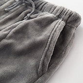 billiga Sov botten-Herr Vardagsklädsel Pyjamasbyxor i flanell Sovkläder Lounge Byxor Ren färg Mode Enkel Hem Säng Polyester Byxa Elastisk midja Vinter Höst Svart Blå