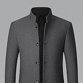 billiga Trenchcoat för män-Herr Vinterkappa Yllekappa Rock Företag Dagliga kläder Vinter Ylle Håller värmen Utomhus Ytterkläder Kläder Mode Uppvärmning Solid färg Ficka Kinakrage Enkelknäppt