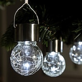 preiswerte Landschaftslichter-Weihnachts-Solarleuchten für den Außenbereich aus gesprungenem Glas, Solar-Gartenleuchten, wasserdichte LED-Hängekugelleuchten für Weihnachtsdekoration im Außenbereich, Garten und Terrasse
