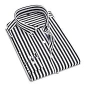 preiswerte Button-Down-Hemden für Herren-Herren Oberhemd Hemd Kragenhemd Bügelfreies Hemd Schwarz Weiß Rote Marineblau Langarm Gestreift Kragen Frühling Sommer Hochzeit Arbeit Bekleidung