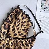 ieftine Seturi noapte pentru femei-pijamale dama halate rochie cămașă de noapte cămașă de noapte 2 piese leopard simplu retro petrecere fierbinte acasă zilnic respirabil cadou v sârmă pantaloni scurți fără mâneci imprimeu primăvară