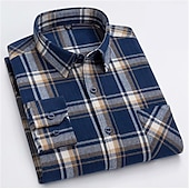 preiswerte Businesshemden für Herren-Herren Oberhemd Kariertes Hemd trachtenhemd Kragenhemd Knopfhemd Schottenstoff Hochzeit Arbeitskleidung A B C E Langarm Kragen Frühling Winter Bekleidung Button-Down