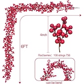 olcso Koszorúk, Girlandok és Díszek-karácsonyi füzér karácsonyi díszek füzér fenyőtobozokkal piros bogyók sörte fenyőfüzér karácsonyi dekoráció beltéri kültéri otthon köpeny kandalló ünnepi dekoráció karácsonyi
