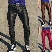 cheap Casual Pants-Men&#039;s Skinny Trousers Casual Pants Solid Color Comfort Breathable Full Length Daily Going out Streetwear Fashion Stylish Black White Micro-elastic