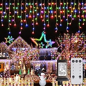 olcso Hálózatra csatlakoztatható elektronika-karácsonyi jégcsap fények kültéri dekoráció 10m 400 led 8 szín 8 mód vízálló meleg fehér fehér rgb 80 csepp karácsonyi eu dugj us plug uk plug au plug