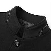 billiga Trenchcoat för män-Herr Vinterkappa Yllekappa Rock Företag Dagliga kläder Vinter Ylle Håller värmen Utomhus Ytterkläder Kläder Mode Uppvärmning Solid färg Ficka Kinakrage Enkelknäppt