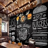 levne Kulinářské a nákupní tapety-fototapeta samolepka na zeď vlastní samolepící jídelní ilustrace burger smažené kuře pvc / vinyl vhodný do obývacího pokoje ložnice restaurace hotel dekorace na zeď umění domácí dekorace