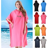 abordables Les serviettes-Peignoir à langer serviette poncho à capuche serviette à langer légère à séchage rapide extra longue en microfibre poncho de surf taille universelle pour hommes femmes adultes, convient pour la