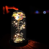 رخيصةأون أضواء الديكور-مصباح فراشة الوردة LED في قبة زجاجية - مثالي لحفلات الزفاف الرومانسية وأعياد الميلاد وعيد الحب وعيد الأم (البطارية غير متضمنة)