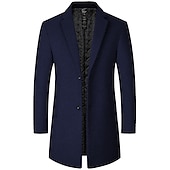 Χαμηλού Κόστους Ανδρική καμπαρντίνα-Ανδρικά Χειμερινό παλτό Μάλλινο Παλτό Πανωφόρι Επιχείρηση Διακοπές Χειμώνας Μαλλί Διατηρείτε Ζεστό Για Υπαίθρια Χρήση Εξωτερικά ενδύματα Ρούχα Μοντέρνα Θερμαντικά Μονόχρωμο Τσέπη Πέτο