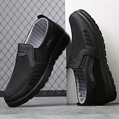 billiga Slip-ons och loafers till herrar-Herr Tofflor och Slip-Ons Komfort Loafers Plusstorlekar Tyg Loafers Komfortskor Vintage Klassisk Ledigt Utomhus Dagligen Kanvas Loafers Svart Brun Grå Färgblock Vår Höst