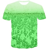 abordables T-shirts 3D-Homme Graphic Bulle Bière Chemise T shirt Manche Courte T-shirt 3D effet Col Rond Chemise Vêtement de rue Exagéré du quotidien Sortie Fête d&#039;Octobre Vert Claire Rouge Bleu Vêtement Tenue Normal S M L