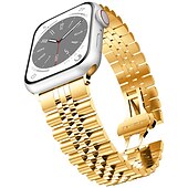 cheap Apple Watch Bands-Link Bracelet Compatible with Apple Watch band 38mm 40mm 41mm 42mm 44mm 45mm 49mm Men Two Tone Metal Clasp Stainless Steel Strap Replacement Wristband for iwatch Ultra 2 Series 9 8 7 SE 6 5 4 3 2 1