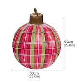 tanie Dekoracje zewnętrzne-Boże Narodzenie na zewnątrz nadmuchiwana dekoracyjna piłka 60 cm (23,6 cala) Boże Narodzenie ogromne duże ozdoby na choinkę podwórko trawnik ogród ganek nadmuchiwane piłki ozdoby z pompką