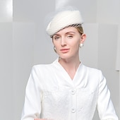 economico Cappelli per feste-moda cappelli eleganti in lana 100% con copricapo da sposa / festa / sera in puro colore / tulle 1pc