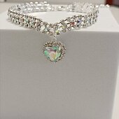 billige Hundehalsbånd og bånd-2 stk perler hundehalsbånd halsbånd bling rhinestones katt bryllup halsbånd katt halsbånd justerbart jente hund halsbånd for liten hund jente valp katt halsbånd tilbehør