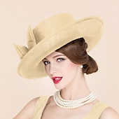 billiga Festhattar-Fascinatorer Hattar Sinamay Bowler  Klok Hatt Bröllop Avslappnad Hästkapplöpning Damens Dag Melbourne Cup Vintage Elegant Med Slips Huvudbonad Huvudbeklädnad klä dig för att imponera Racedag Klänning