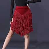 voordelige Latin danskleding-Latijnse dans Rokken Kwastje Ruches Pure Kleur Dames Prestatie Opleiding Hoog Polyester