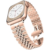 cheap Apple Watch Bands-Link Bracelet Compatible with Apple Watch band 38mm 40mm 41mm 42mm 44mm 45mm 49mm Men Two Tone Metal Clasp Stainless Steel Strap Replacement Wristband for iwatch Ultra 2 Series 9 8 7 SE 6 5 4 3 2 1