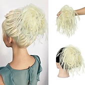 abordables Chignons-chignon ébouriffé chignon désordonné extensions de chignon avec élastique élastique queue de cheval chouchous pour femme (mélange brun blond clair)