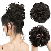 cheap Chignons-Messy Hair Buns Hair Piece Curly Hair Scrunchies for Women Girls Hairpieces Wavy Donut Hair Pieces Hair Bun Updo Hair Chignons