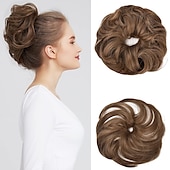 abordables Chignons-2pcs chignon désordonné chignon bouclé ondulé extensions de queue de cheval postiches cheveux chouchous wraps chignon pour femmes filles (plus chignon limité avec une longueur de cheveux plus longue