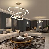 ieftine Design inel și rotund-led pandantiv inel design cerc 3 inele 40/60/80cm candelabre moderne acrilice reglabile 3000k stil modern contemporan bucatarie sufragerie casa bar lumina 110-240v alb cald